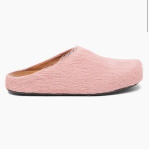 MARNI LONG-HAIR CALFSKIN FUSSBETT SABOT SHOES pink Gummy
